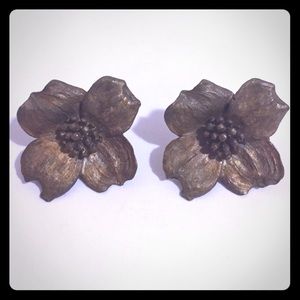 Vintage Floral Bronze Earrings